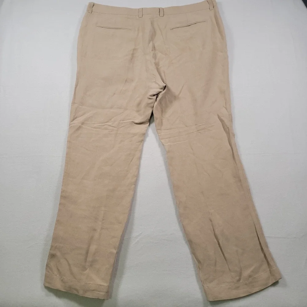 Tommy Bahama Brosnan Pants Mens 40x30 Khaki Linen Silk Flat Front Chino Coastal